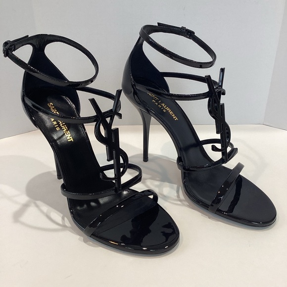 SAINT LAURENT CASSANDRA LEATHER SANDALS - Picture 3 of 9
